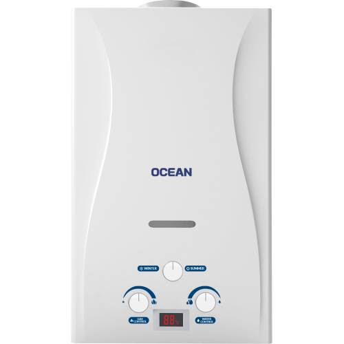 Ocean Gas Water Heater 10 Liters Digital Chimney With Adapter Full Safety White OCEGWH1ONGD