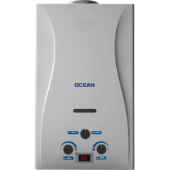 Ocean Gas Water Heater 10 Liters Digital Chimney With Adapter Full Safety Silver OCEGWH1ONGDS