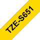 Brother Genuine Labelling Tape Cassette 24mm Wide Water-Resistant Black on Yellow TZE-S651