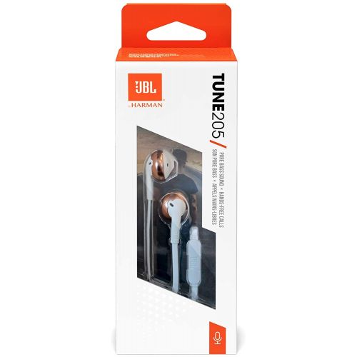 JBL In Ear Wired Earphones With Mic Rose Gold JBLT205RGD