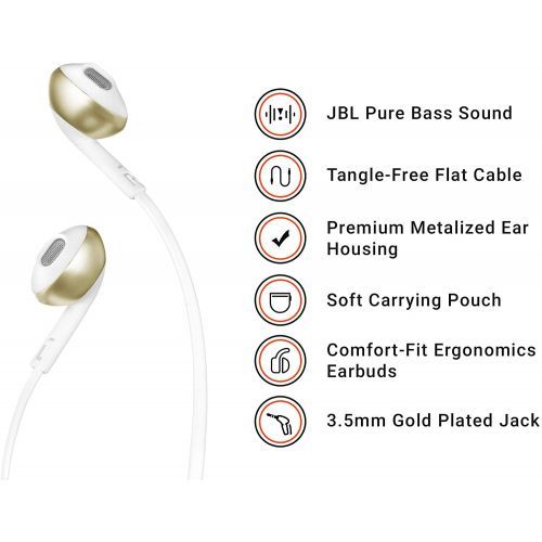 JBL In Ear Wired Earphones With Mic Champagne T205CGD