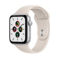 Apple Watch SE GPS 44mm Silver Aluminium Case With White Sport Band Regular MKQ43AE/A