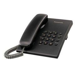 باناسونيك عدة تليفون عادية مزودة بخاصية اعادة الطلب لون أسود