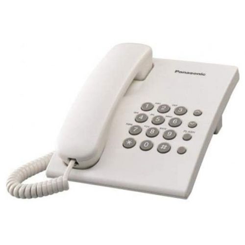 باناسونيك عدة تليفون عادية مزودة بخاصية اعادة الطلب لون أبيض KX-TS500