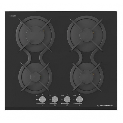 Ecomatic Built-In Crystal Hob 60 cm 4 Gas Burners Black S617DC