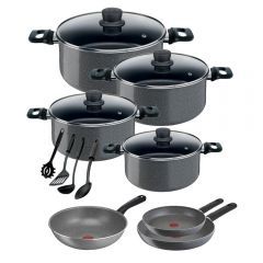 Tefal Natural Cookware Set 8 Pieces and 3 Frying Pan 20,22,28 cm and Dispenser Set 4 Pieces T-220920109