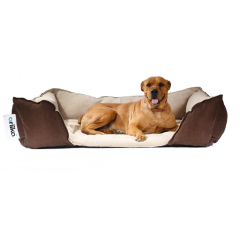 Ariika Mike Pet Bed Large Linen Blend Brown & Beige A-502526