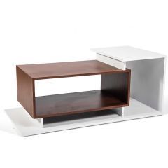 Homztown X Large Multi Level Center Table Pemium MDF Wood 120x60x50 cm Brown * White H-52309