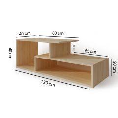 Homztown X Large TV Unit Double Level Table Pemium MDF Wood 140*40*40 cm Beige H-52248