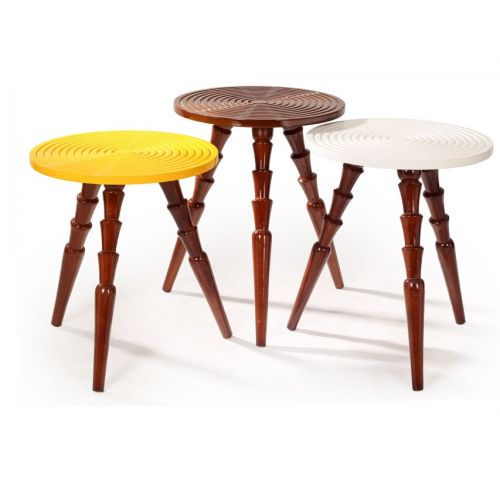 Homztown X Large 3 Round Table Wood 39.5*48.5 cm brown*yellow*white H-29431