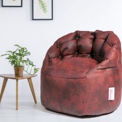 Homztown Meduim Queen Bean Bag leather 90*90 cm Burgundy H-51869
