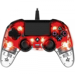Nacon Wired Dual Shock Controller Joypad Clear Red For PS4 SLEH-00469