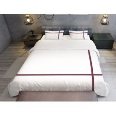 Bed N Home Decorative Duvet Cover Set Plain White Maroon Cross Desgin DDCSPCWM