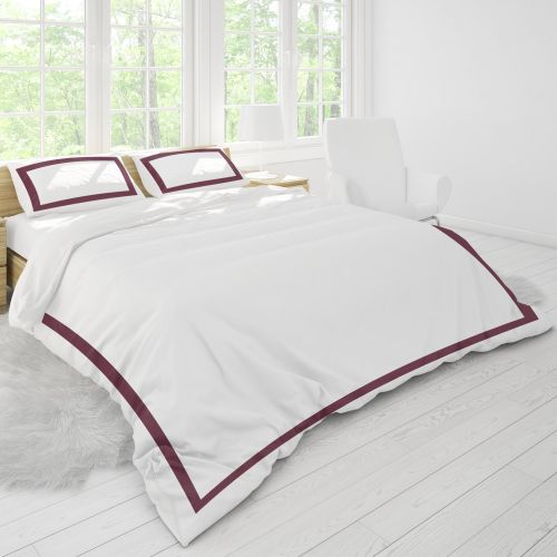 Bed N Home Decorative Duvet Cover Set Plain White Maroon Outer Border Desgin DDCSPOWM