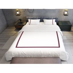 Bed N Home Decorative Duvet Cover Set Plain White Maroon Inner Border Desgin DDCSPIWM