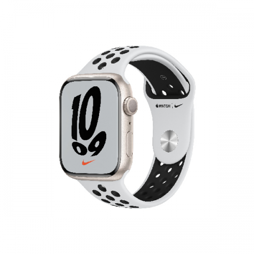 Apple Watch Nike Series 7 GPS, 45mm Starlight Aluminium Case with Pure  Platinum/Black Nike Sport Band Regular MKNA3AE-A