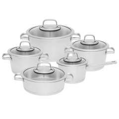 Berghoff Essentials Manhattan Cookware Set 10 Pieces Stainless Steel Silver T-1110005