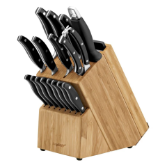 Berghoff Essentials Kitchen Knife Set 20 Pieces With Black Stainless Steel Wood Base 1307146