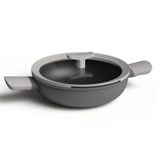 Berghoff Leo Wok 24 cm With Two Hands And Cover Gray Aluminum 3950178