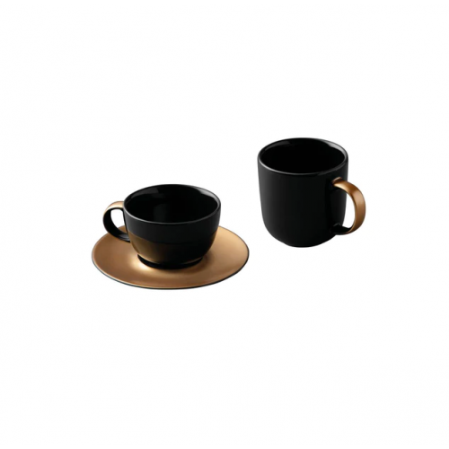 Berghoff Gem Tea and Coffee Set Porcelain Black/Gold 1698006