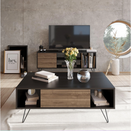 Wood & More Package Consist of a TV Unit with Hight Quality MDF and a PVC & a Coffe Table Bundle-2