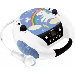 BIGBEN CD Player For Kids FM Radio LED Display Mic AUX Multi Color CD52UNICORNM2