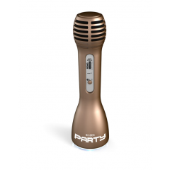 BIGBEN WLS Kareoke Microphone BT 9W Speaker Light Effect Echo Effect AUX Gold PARTYBTMICGD