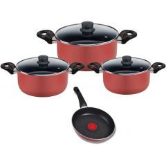 Tefal Minute Cooking Set With Glass Lid 3 Stewpot Size 18-22-26 cm and Frypan 20 cm D7A682F1