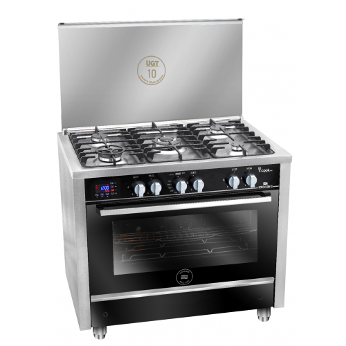 Unionaire Cooker 5 Gas Burners 60*90 cm with Fan Stainless Steel C69SS-2GC-511-ITSFP-2W-AL