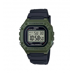 Casio Watch for Men Diametre 43.2 mm Digital Resin Band Black * Green W-218H-3AVDF