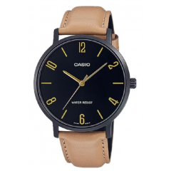Casio Watch for Men Diametre 40 mm Analog Leather Band Brown MTP-VT01BL-1BUDF