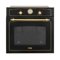 HANS Built-In Gas Classic Rustic Oven 60 cm with Grill and Fan Black OGO204.11
