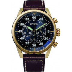 Citizen Eco-Drive Watch for Men 44.8mm Chronograph Leather Brown CA4213-26L