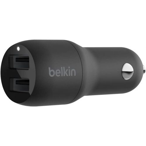 Belkin 24 Watt Dual USB Car Charger 2 12W USB A Ports with Fast Charging CCB001bTBK