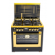 MG Gold Black Golden Inox Cooker 60*90 cm 5 Burners Cast Iron 2 Fan Full Safety SA9008