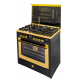 MG Gold Black Golden Inox Cooker 60*90 cm 5 Burners Cast Iron 2 Fan Full Safety SA9008