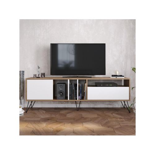 Wood & More TV Table 180*50*35 cm Wooden * Black TVT-2DR-180-2