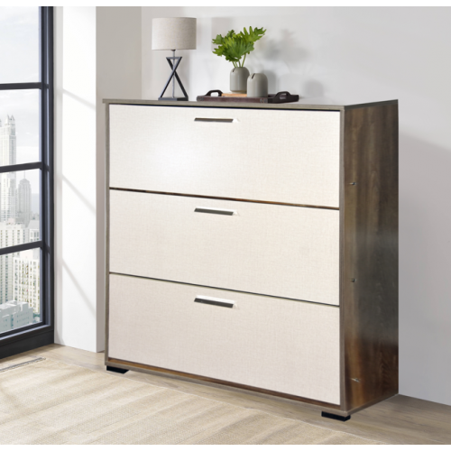 Wood & More Shoe Cabinet 3 Doors 80*30*118 cm Brown*White SC-3Drs-Medium