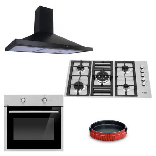 Purity Chimney Hood Pyramidal 60cm 600m3/h and Gas Hob 90 cm and Gas Oven 60 cm PRT900F