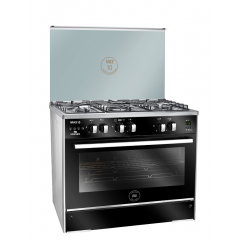 Unionaire Cooker 5 Gas Burners 90*60 cm Full Stainless With Fan Black C69SS-GC-447-DFSO-2W-M15-AL