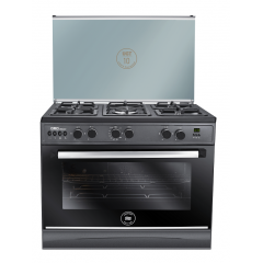 Unionaire Cooker 5 Gas Burners 90*60 cm Stainless Steel Inox Surface With Fan Black C69BGM-P2C-511-IDSF-2W-GU