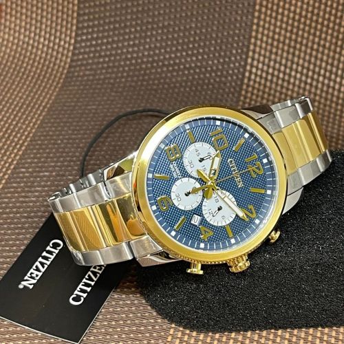 Citizen Watch For Men Quartz Chronograph Blue Analog Gold Tone Casual Watch AN8059-56L