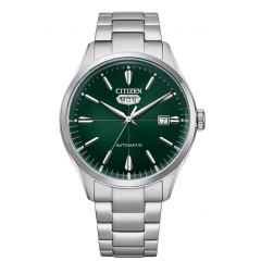 Citizen Watch With A Green Stainless Steel Bracelet For Men Silver NH8391-51X