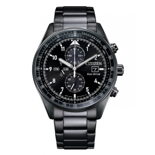 Citizen Eco-Drive Chronograph Black IP Stainless Steel Men's Watch CA0775-87E