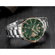 Naviforce Men's Green Dial Stainless Steel Quartz Watch Silver 9191 S-RG-GN