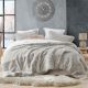Family Bed Rabbit Fur Comforter Set 3 Pieces Silver F-61512446
