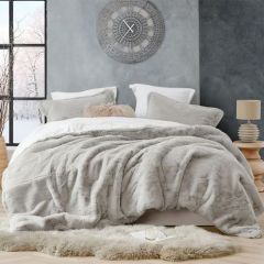 Family Bed Rabbit Fur Comforter Set 2 Pieces Silver F-61512440