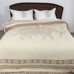 Family Bed Acrylic Coverlet Set 4 Pieces Biege F-61263114