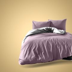 Family Bed Bed Sheet Set Plain Striped 4 Pieces Purple F-61447149