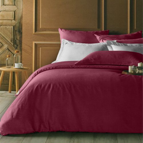 Family Bed Bed Sheet Set Plain Striped 4 Pieces Pink F-61447204